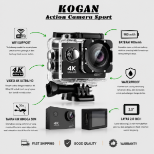 Kogan Sport Camera WiFi 4K — Action Cam Vlog Anti Air Terbaik