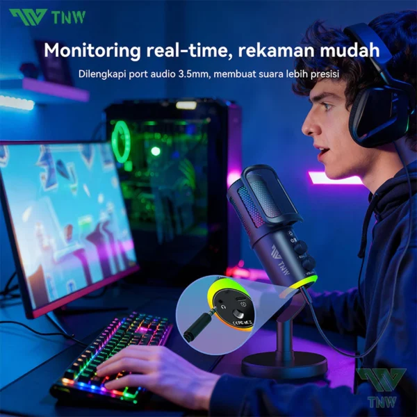 TNW K20 USB Mikrofon Kondensor — Mic Podcast & Streaming RGB