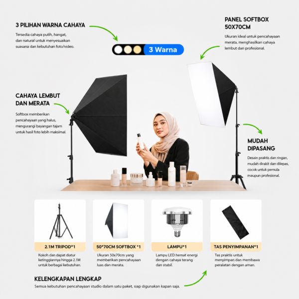 INBEX Softbox 50x70cm — Lighting Foto Produk & Live Streaming Terbaik