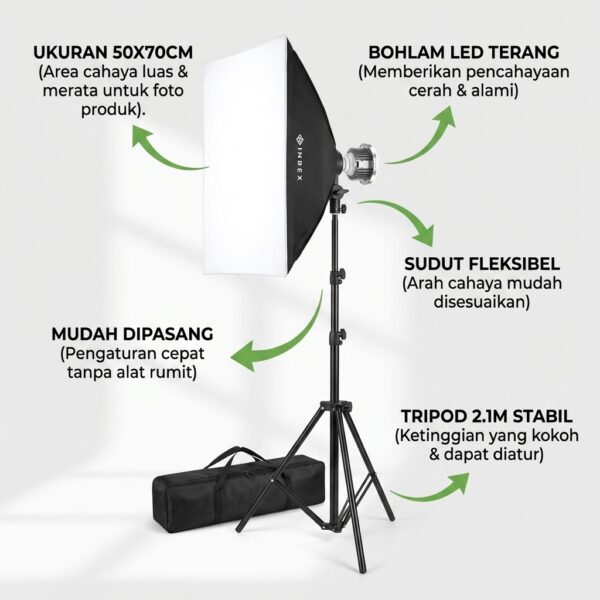 INBEX Softbox 50x70cm — Lighting Foto Produk & Live Streaming Terbaik